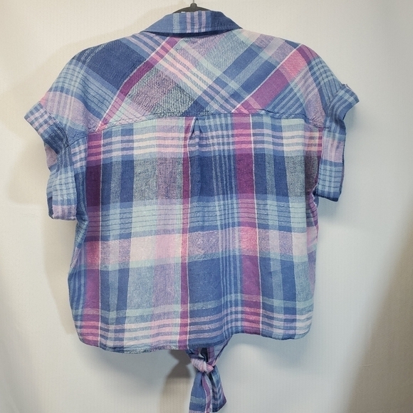 Rails Linen Plaid Tie Front Shirt -> Rails linen plaid tie front shirt - Picture 7 of 9